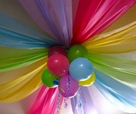 Plastic Table Cloth and Balloons