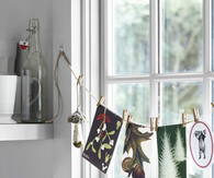 Twine and clothespin garland