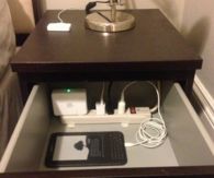 Nightstand drawer for electronics