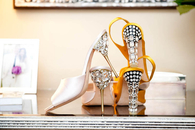 DIY jeweled heel sandals