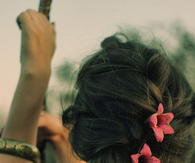 Messy braid with flowers