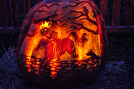 Headless horseman pumpkin art