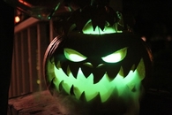 Neon green glowing jack o lantern