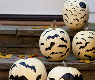 Pumpkins with bat stamps