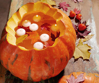 Pumpkin with floating candles