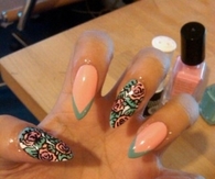 Floral stiletto nails