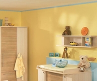 White and wood baby nursery