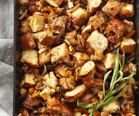 Challah stuffing with fennel and dried fruit