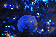Blue Christmas Lights and Ornament