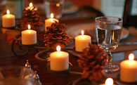 Candles and pinecones