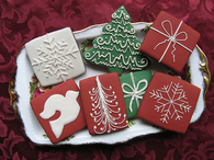 Christmas tree and gift shaped cookies