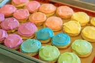 Colorful frosted cupcakes