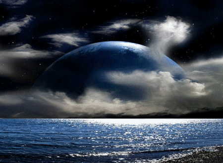 Blue Moon over Gentle Waves
