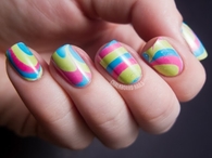 Vivid color striped nails
