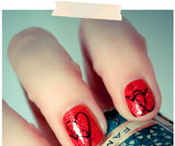 Red heart nails