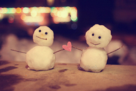 Snow couple love
