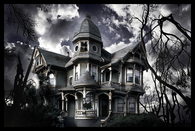Black & White Haunted House