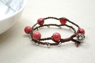 Multi Strand Leather and Bead Bracelet