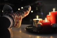 Christmas feet warmers and candles