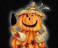 Cute Pumpkin & Black Cat Gif