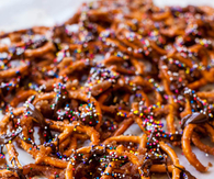 Chocolate sprinkle pretzels