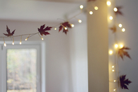 autumn, lights, leaves, room, decor, interior