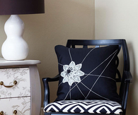 Black and white spiderweb pillow