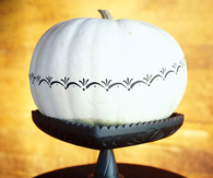 Stenciled White Pumpkin on Cake Pedistal