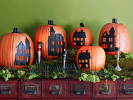 Painted pumpkin city