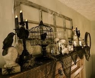 All Black Halloween Fireplace Mantle