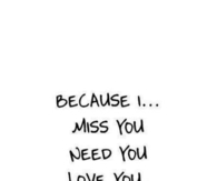 Because I miss you, need you, love you