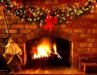 Christmas garland at the fireplace