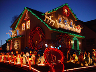 Beautiful christmas decorated house