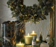 Christmas decorated mantel