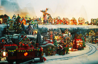 Christmas train track town
