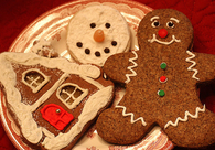 Gingerbread man and house cookies