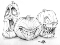 Jack o lantern trio drawing
