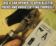 Use a can opener to open blister packs