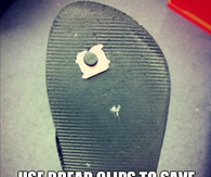 Bread clips to save flip flips with split holes