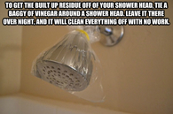 Cleaning residue off of shower head