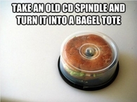 Take An Old CD Spindle into a bagel tote