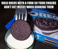 Hold oreos with a fork
