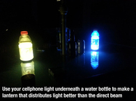 Cellphone under bottles to make lanterns