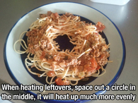 Heating leftovers evenly
