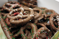 Holiday chocolate pretzels