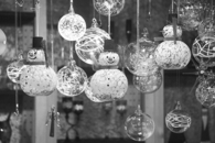 Black and white glass ornaments
