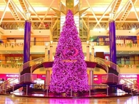 Pink lighted christmas tree