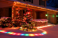 Colorful christmas snow lights effects