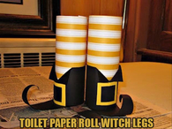 Toilet paper roll witch legs