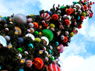 Tall christmas tree with ornaments